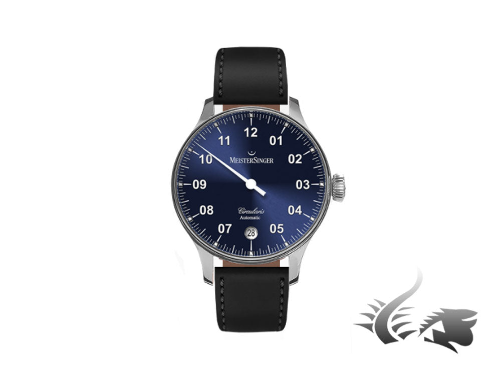 Meistersinger Circularis Automatic Watch, MSA01, Sunburst Blue, Black strap