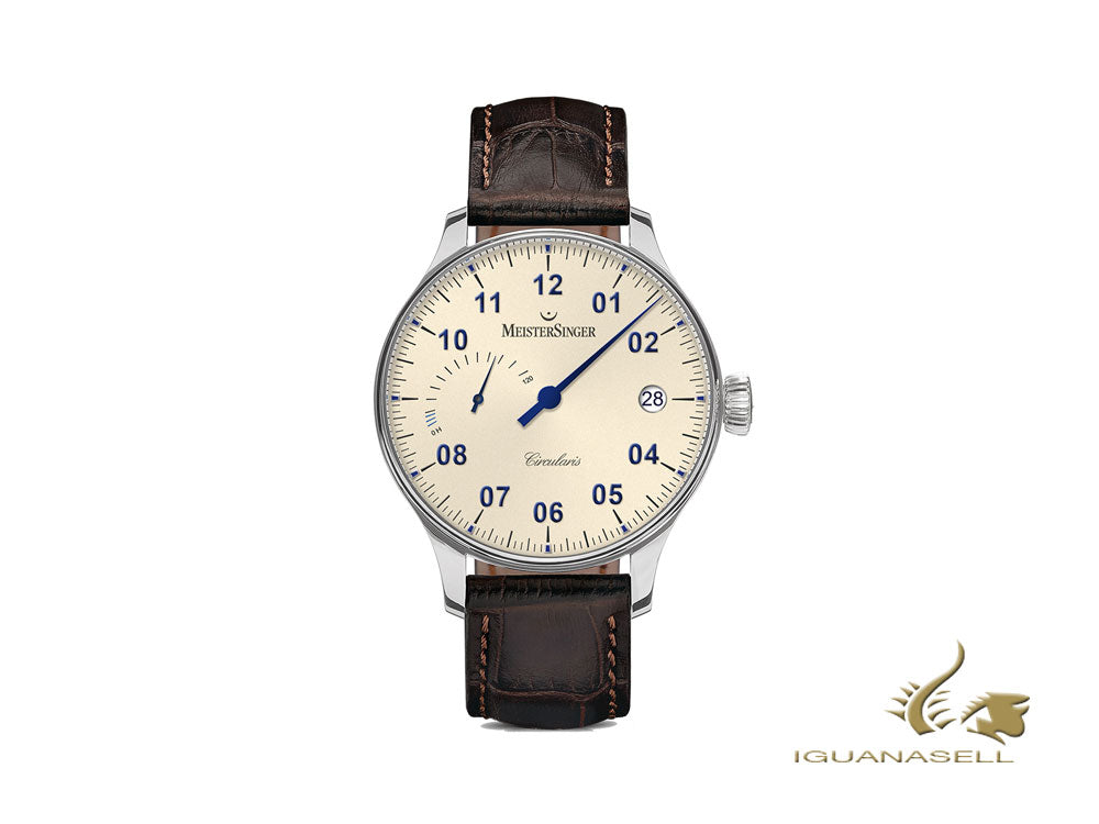 Meistersinger Circularis Power Reserve Manual Watch, MSH02, Ivory, 120 Hours