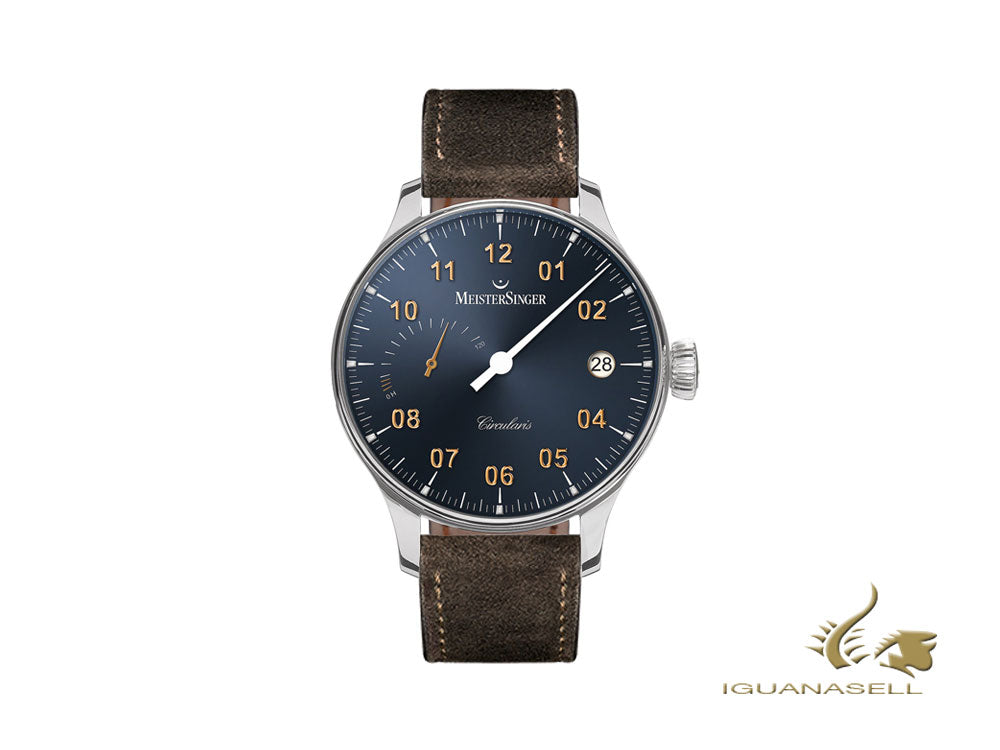 Meistersinger Circularis Power Reserve Sunburst Steel Grey Manual Watch, 43mm