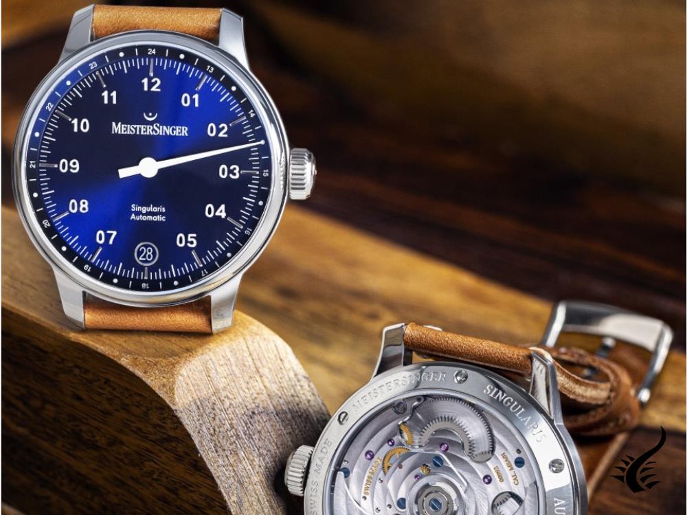 Montre automatique Meistersinger Circularis Singularis, bleu, SIN908-SG02