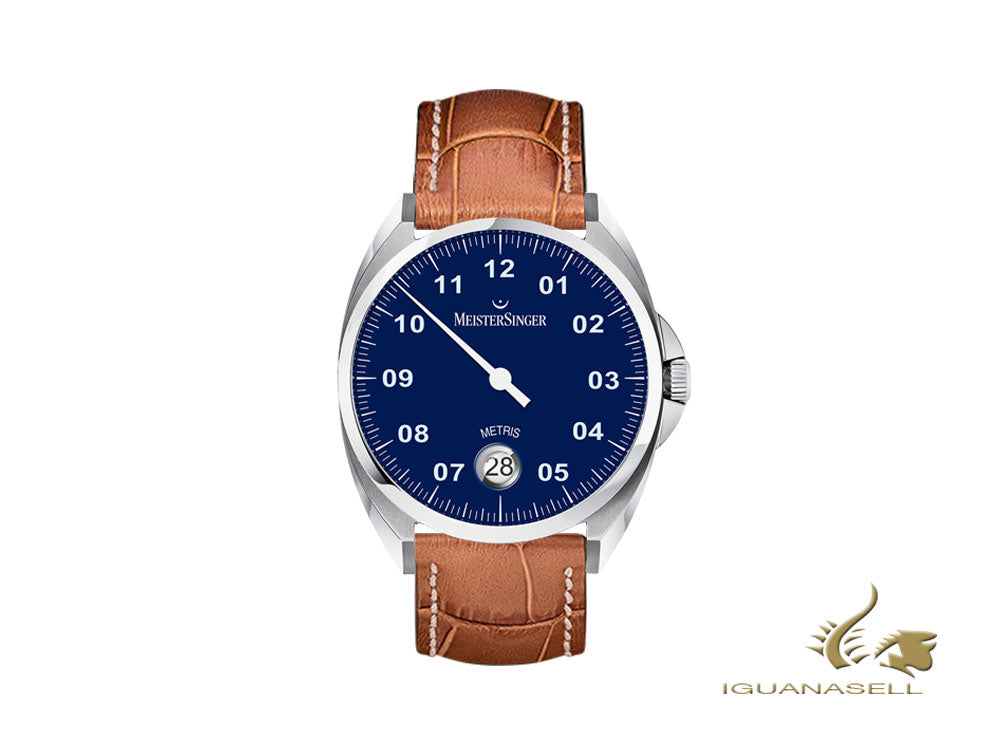 Meistersinger Metris Automatic Watch, 38mm, Leather strap Blue, ME908-SG03