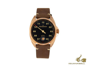 Montre automatique Meistersinger Metris Bronze, 38 mm, cuir, bleu, ME917BR