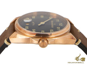 Montre automatique Meistersinger Metris Bronze, 38 mm, cuir, bleu, ME917BR