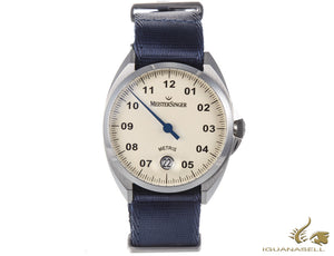 Meistersinger Metris Ivory Automatic Watch, 38mm, Blue nylon, ME903-SNY04