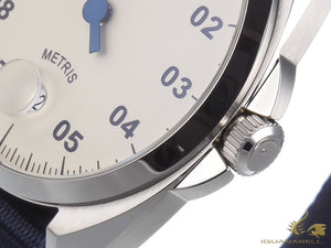 Meistersinger Metris Ivory Automatic Watch, 38mm, Blue nylon, ME903-SNY04