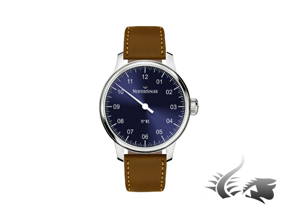 Meistersinger N1 Watch, Manual winding, ETA 2801-2, 43mm, Leather, AM3308-SCF03