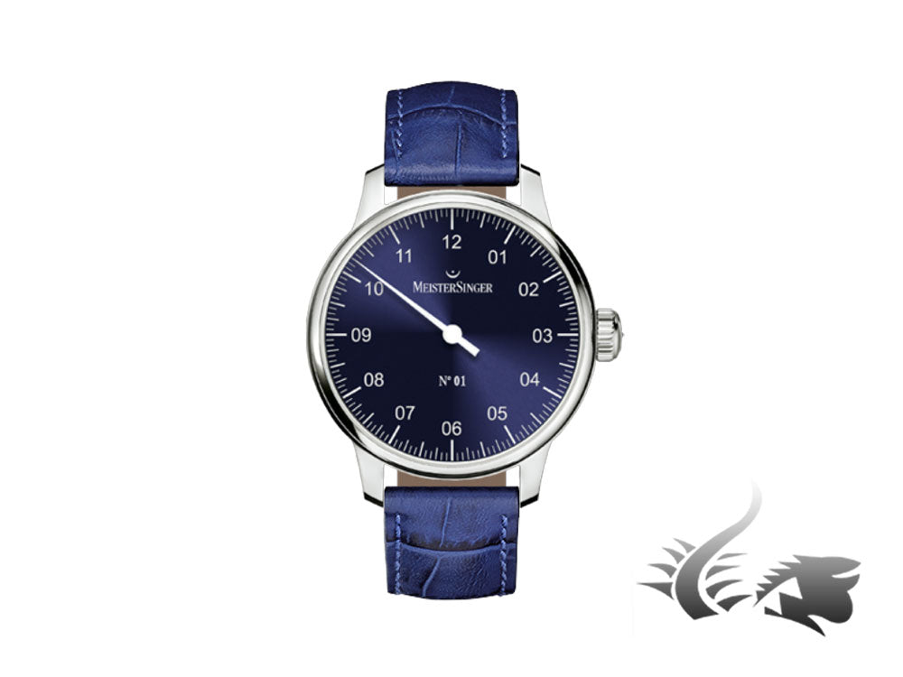 Montre Meistersinger N1, remontage manuel, ETA 2801-2, 43 mm, cuir, AM3308-SG04