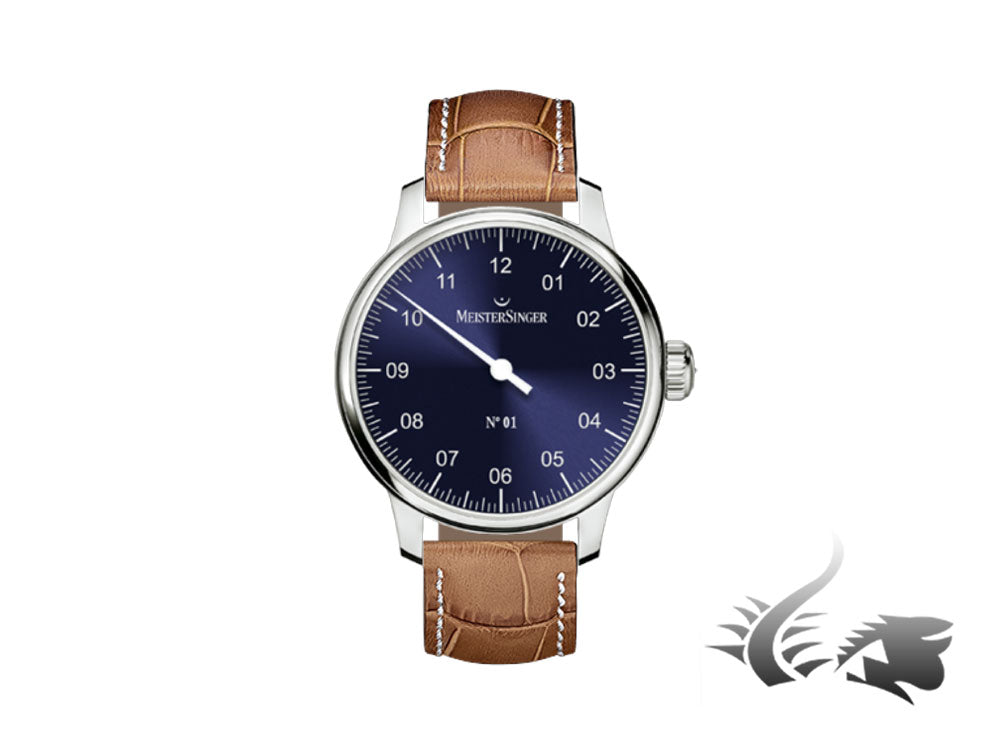 Meistersinger N1 Watch, Manual winding, ETA 2801-2, 43mm, Leather, AM3308-SG03W