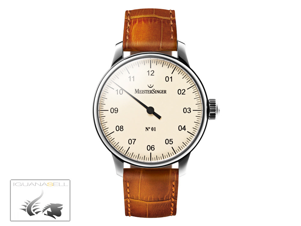 Meistersinger N1 Watch, Manual winding, ETA 2801-2, 43mm. Leather strap, AM3303