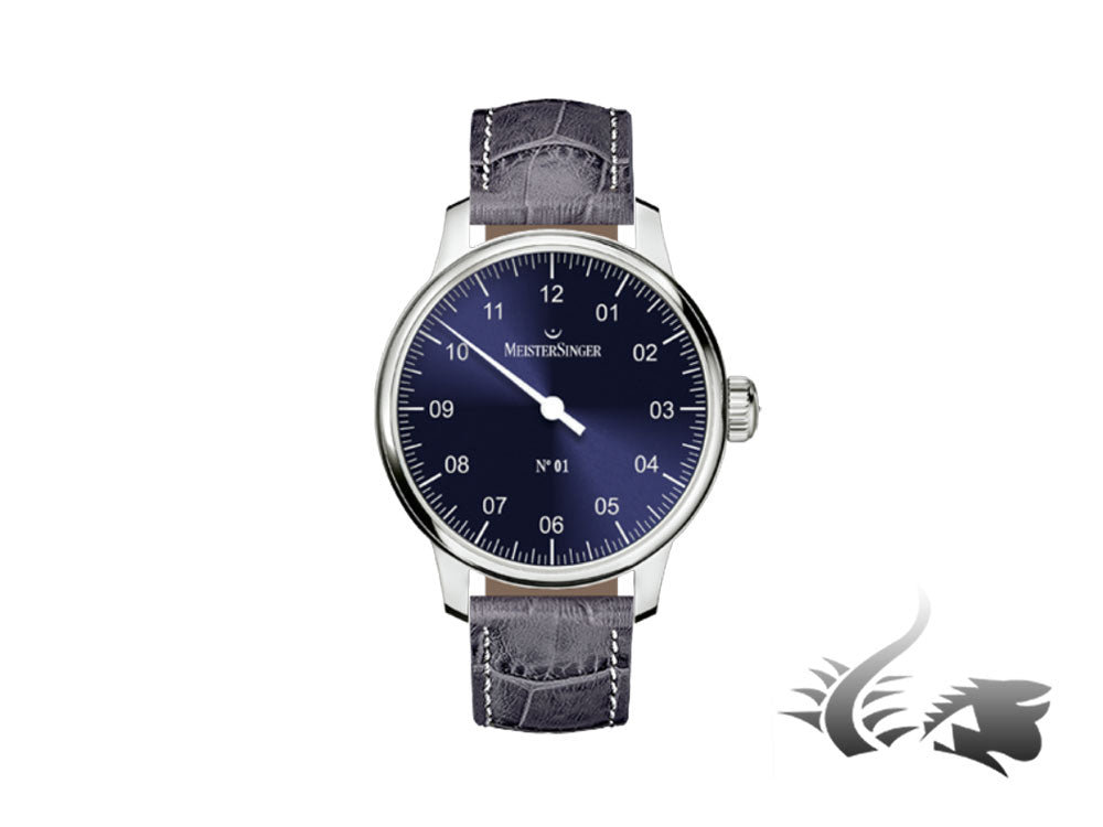 Meistersinger N1 Watch, Manual winding, ETA 2801-2, Sunburst blue, AM3308-SG06W