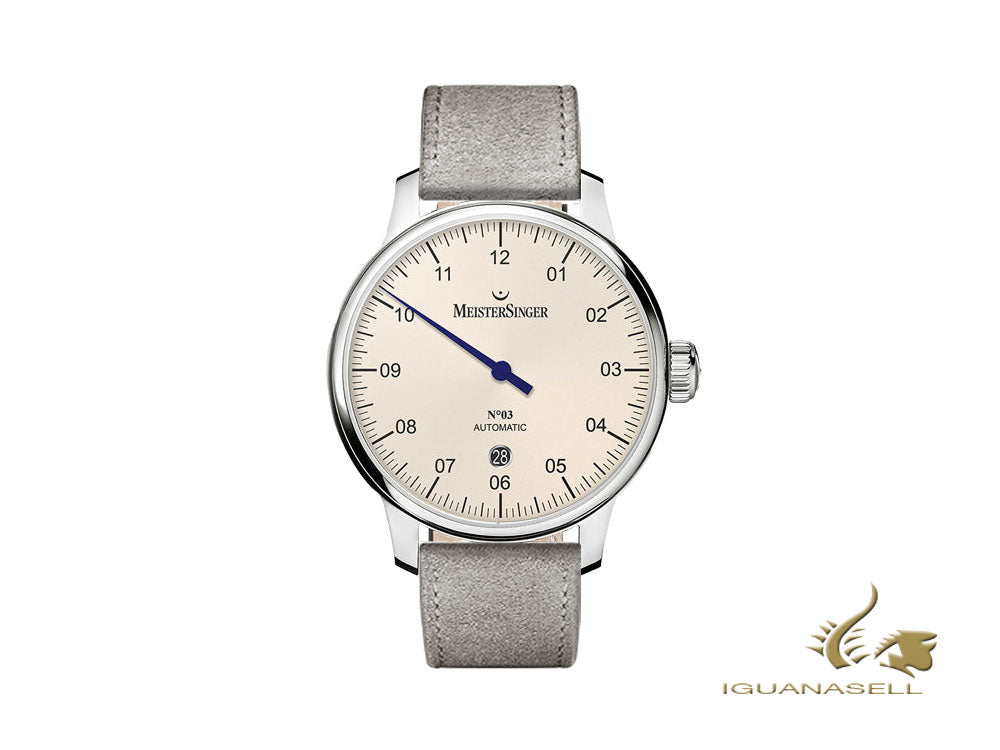 Montre automatique Meistersinger N3 - 40 mm, ETA 2824-2, 40 mm, gris, jour, DM903