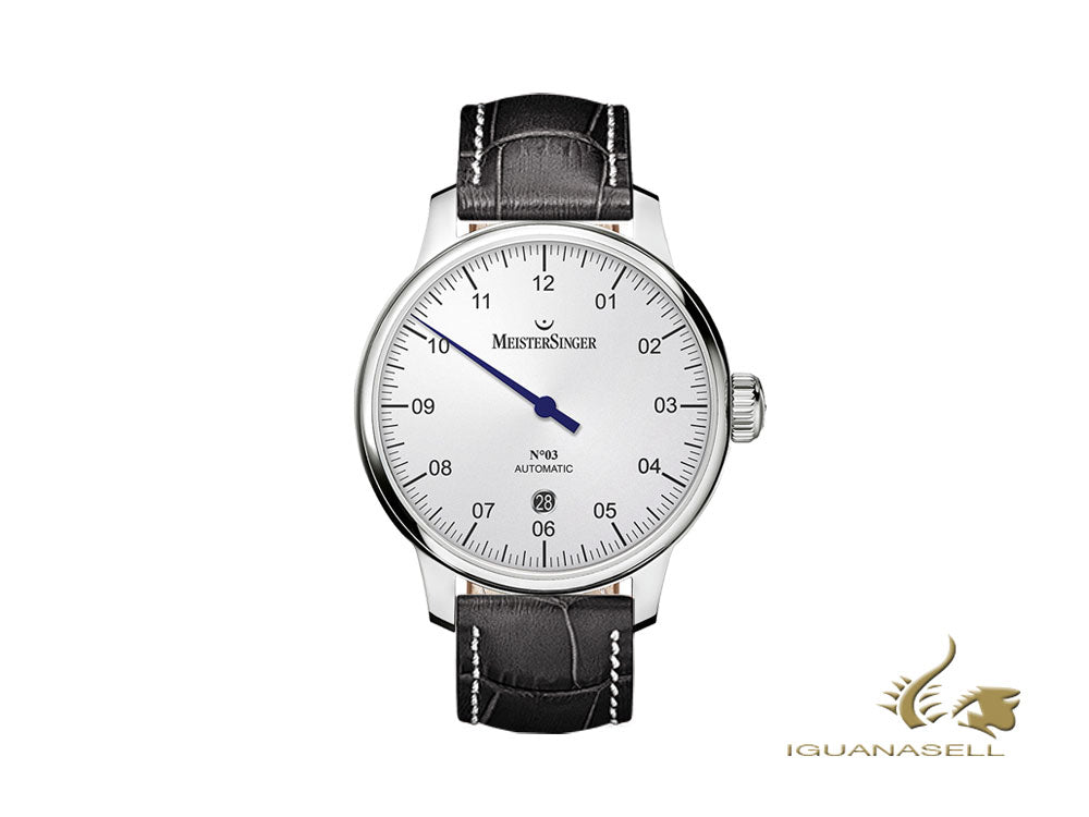 Montre automatique Meistersinger N3 - 40 mm, blanche, 40 mm, jour, DM901-SG01W