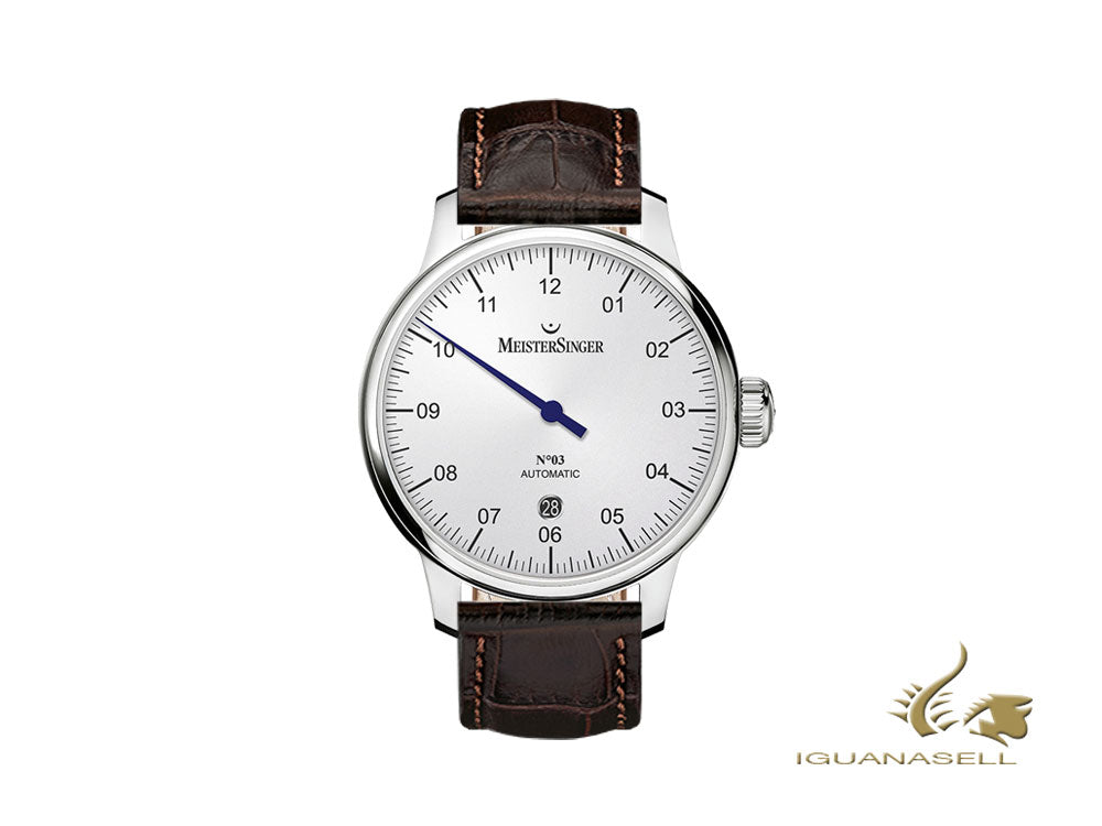 Montre automatique Meistersinger N3 - 40 mm, blanche, ETA 2824-2, 40 mm, DM901-SG02