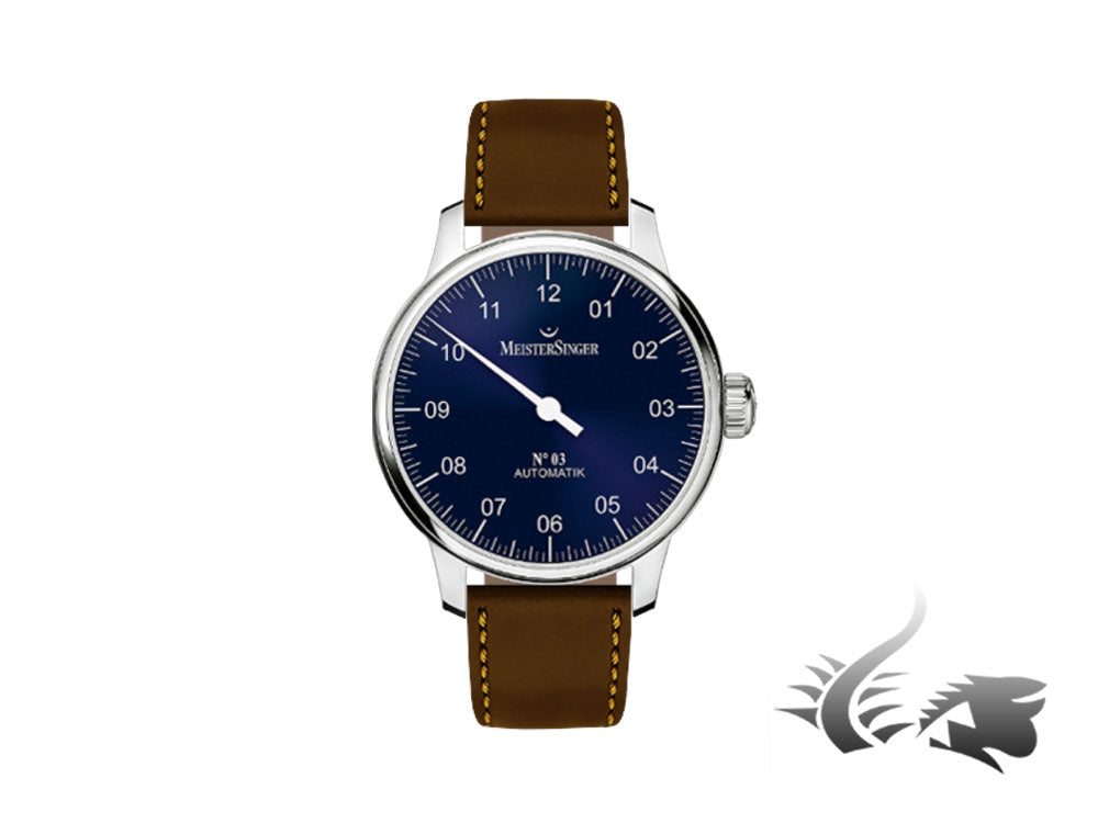 Meistersinger N3 Automatic Watch, ETA 2824-2, 43mm, Blue sunburst, AM908-SCF02