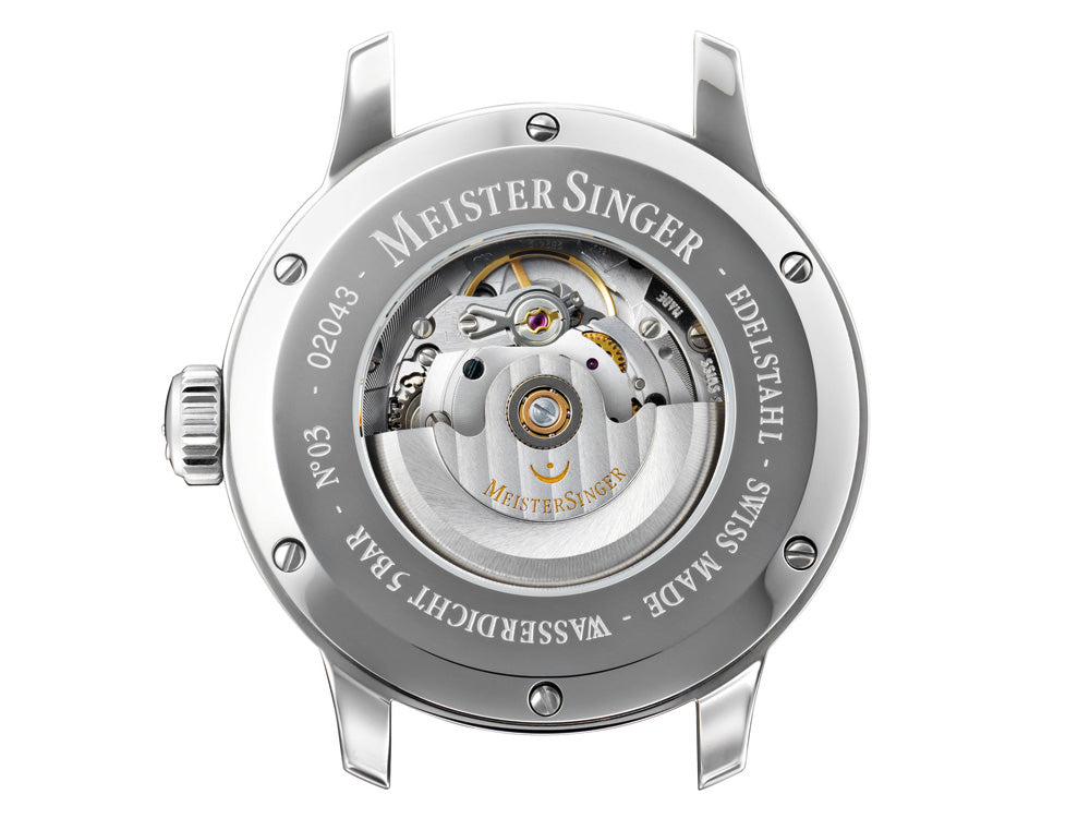 Montre automatique Meistersinger N3, ETA 2824-2, 43 mm, bracelet en cuir noir, AM903