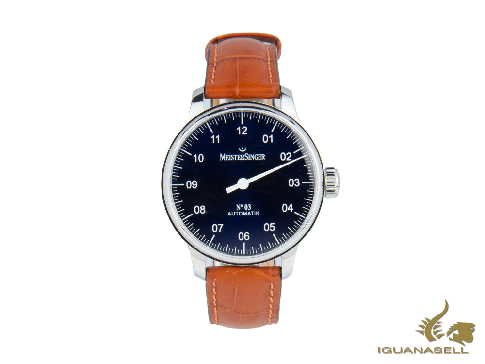 Meistersinger N3 Automatic Watch, ETA 2824-2, 43mm. Leather strap, AM908