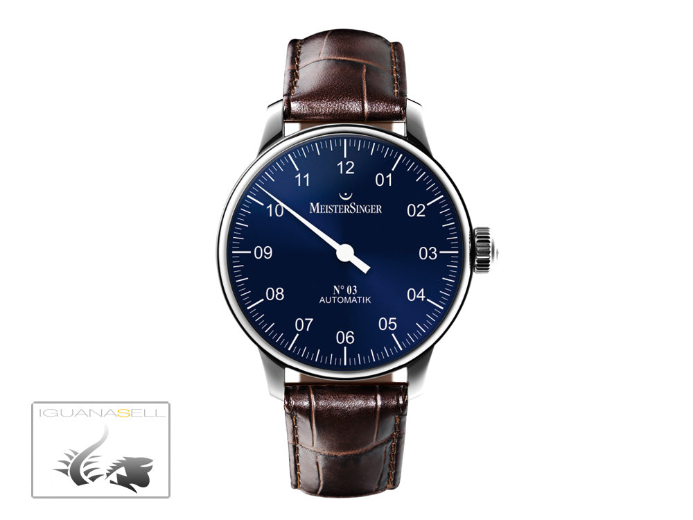 Meistersinger N3 Automatic Watch, ETA 2824-2, 43mm. Leather strap, AM908-SG02