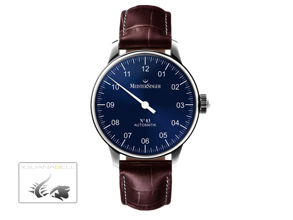 Meistersinger N3 Automatic Watch, ETA 2824-2, 43mm. Leather strap, AM908-SG02W