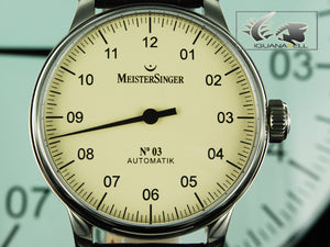 Montre automatique Meistersinger N3, ETA 2824-2, 43 mm, bracelet en cuir, AM903-SG02