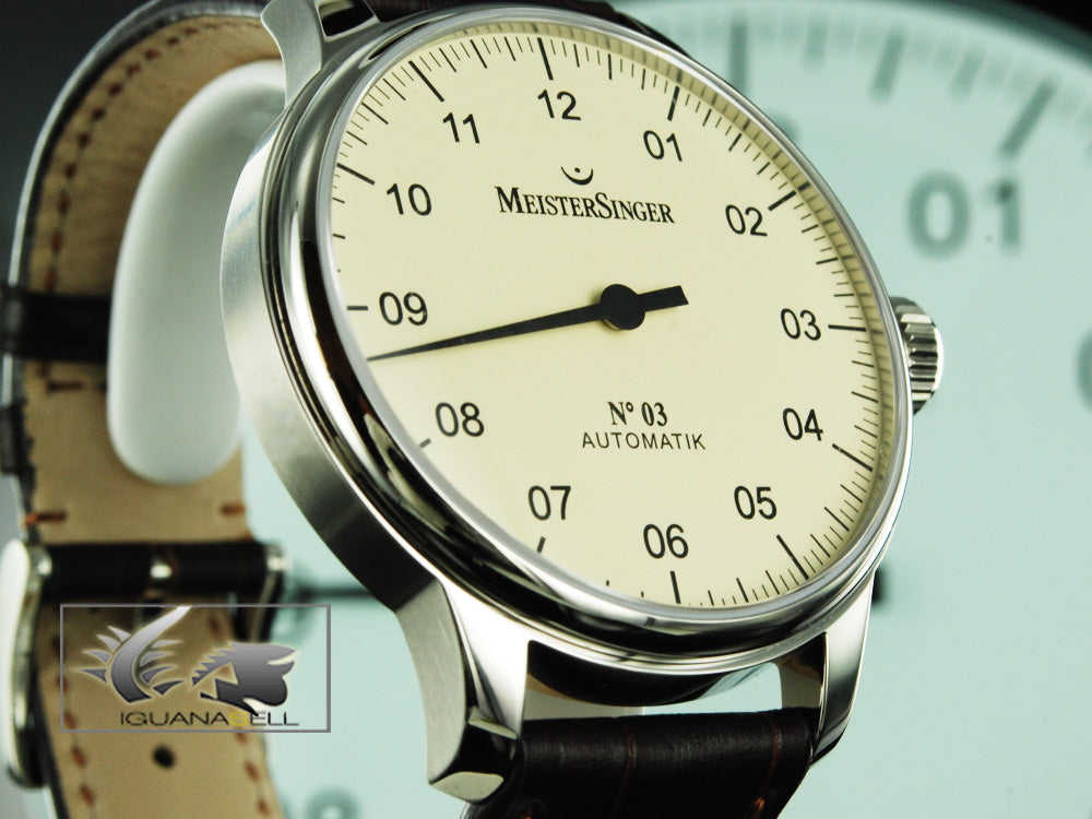 Meistersinger N3 Automatic Watch, ETA 2824-2, 43mm. Leather strap, AM903-SG02