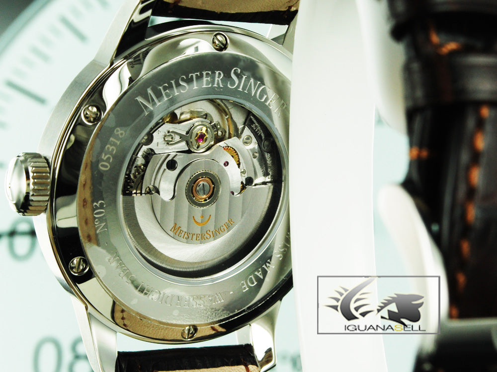 Montre automatique Meistersinger N3, ETA 2824-2, 43 mm, bracelet en cuir, AM903-SG02