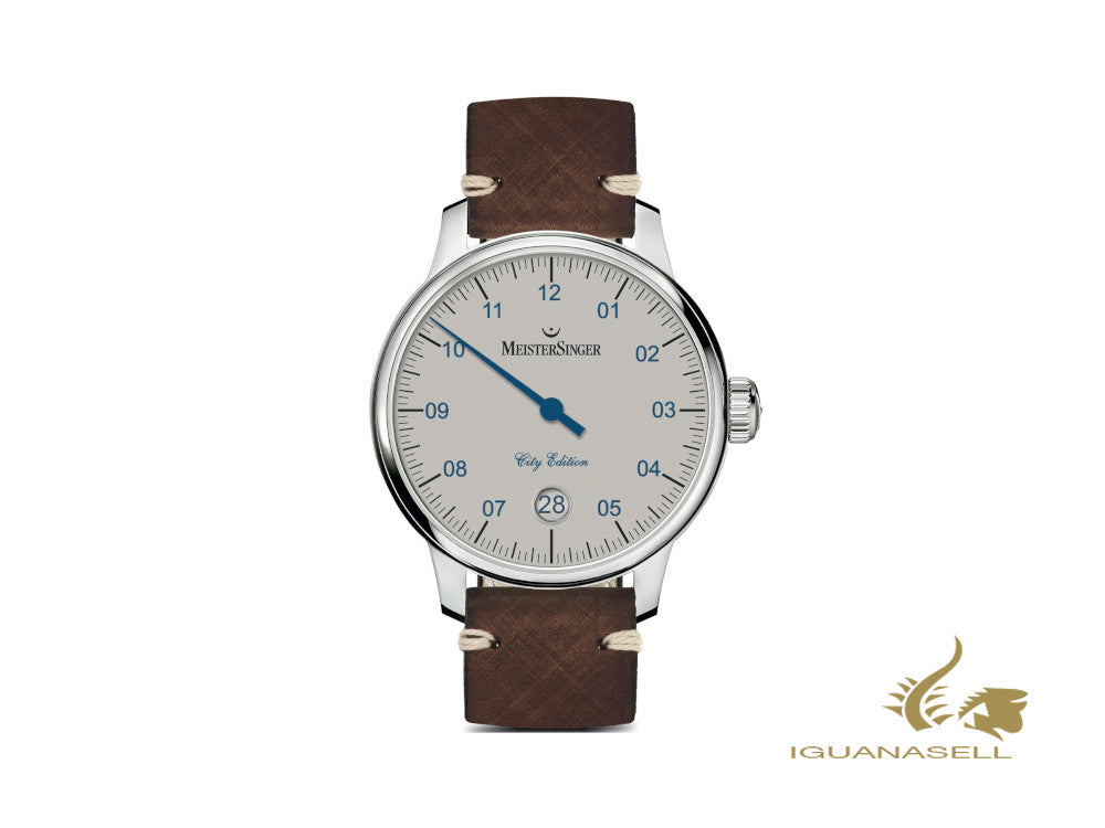 Montre automatique Meistersinger N3 City Edition 2018, ETA 2824-2, 43 mm, blanc