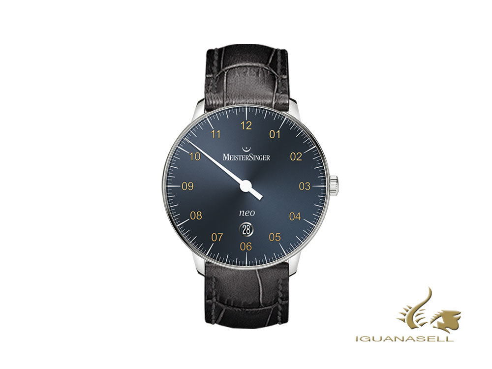 Montre automatique Meistersinger Neo Plus, ETA 2824-2, 40 mm, bleu, jour, NE417G-SG01