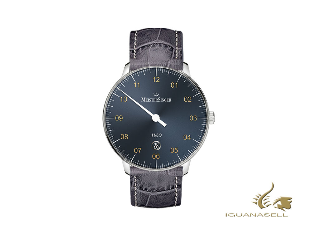 Montre automatique Meistersinger Neo Plus, ETA 2824-2, 40 mm, bleu, jour, NE417G-SG06