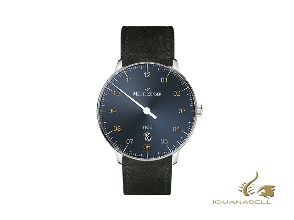 Meistersinger Neo Plus Automatic Watch, ETA 2824-2, 40mm, Blue, Day, NE417G-SV01