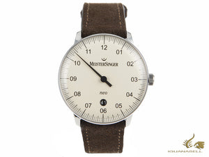 Meistersinger Neo Plus Automatic Watch, ETA 2824-2, 40mm, Ivory, brown