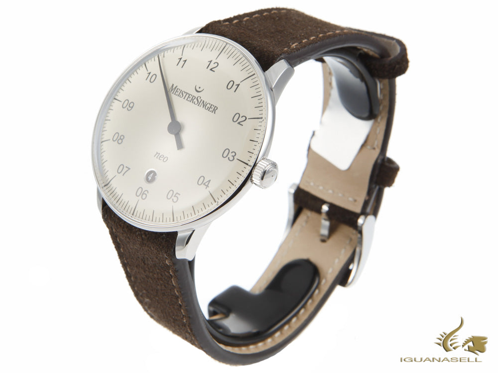 Meistersinger Neo Plus Automatic Watch, ETA 2824-2, 40mm, Ivory, brown