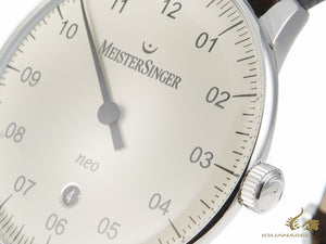 Montre automatique Meistersinger Neo Plus, ETA 2824-2, 40 mm, ivoire, marron