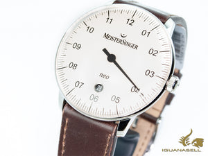 Montre automatique Meistersinger Neo Plus, ETA 2824-2, 40 mm, ivoire, marron, jour