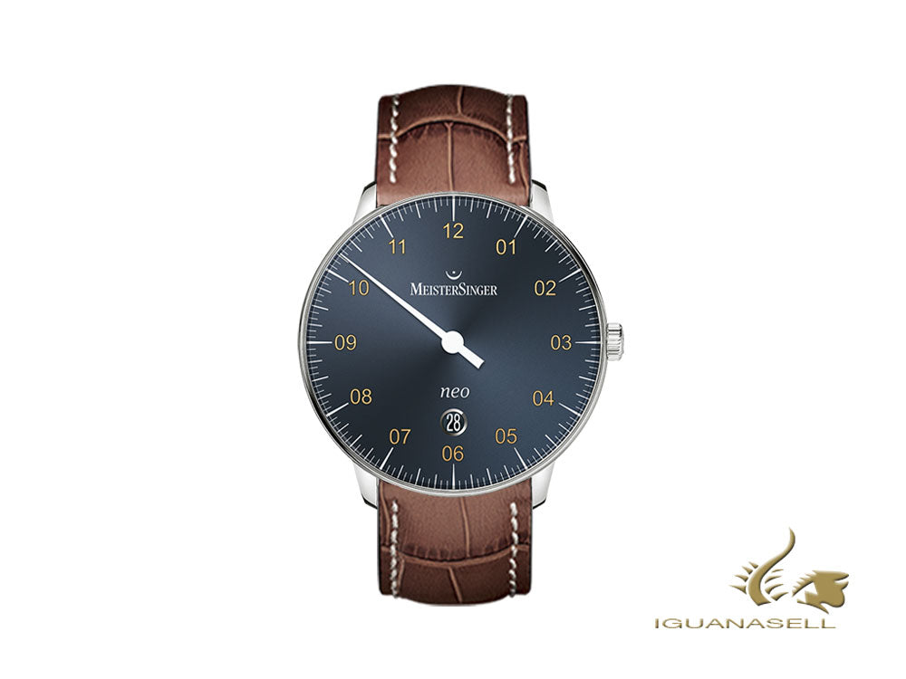 Montre automatique Meistersinger Neo Plus, ETA 2824-2, bleu, jour, NE417G-SG02W