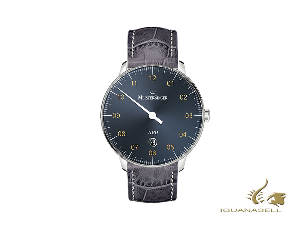 Montre automatique Meistersinger Neo Plus, ETA 2824-2, bleu, jour, NE417G-SG06W