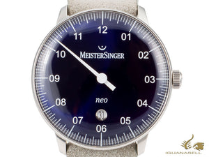 Montre automatique Meistersinger Neo Plus Sunburst Blue, ETA 2824-2, 40 mm, gris