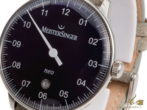 Montre automatique Meistersinger Neo Plus Sunburst Blue, ETA 2824-2, 40 mm, gris