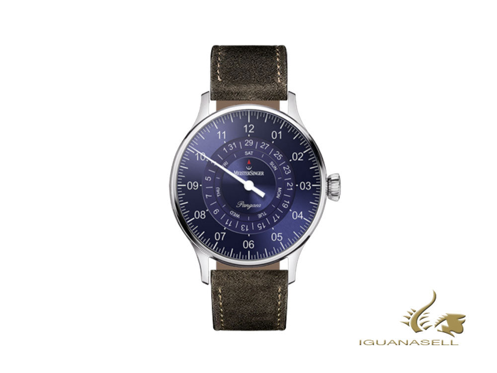 Meistersinger Pangaea Day Date Automatic Watch, 40 mm, Blue, PDD908-SV02