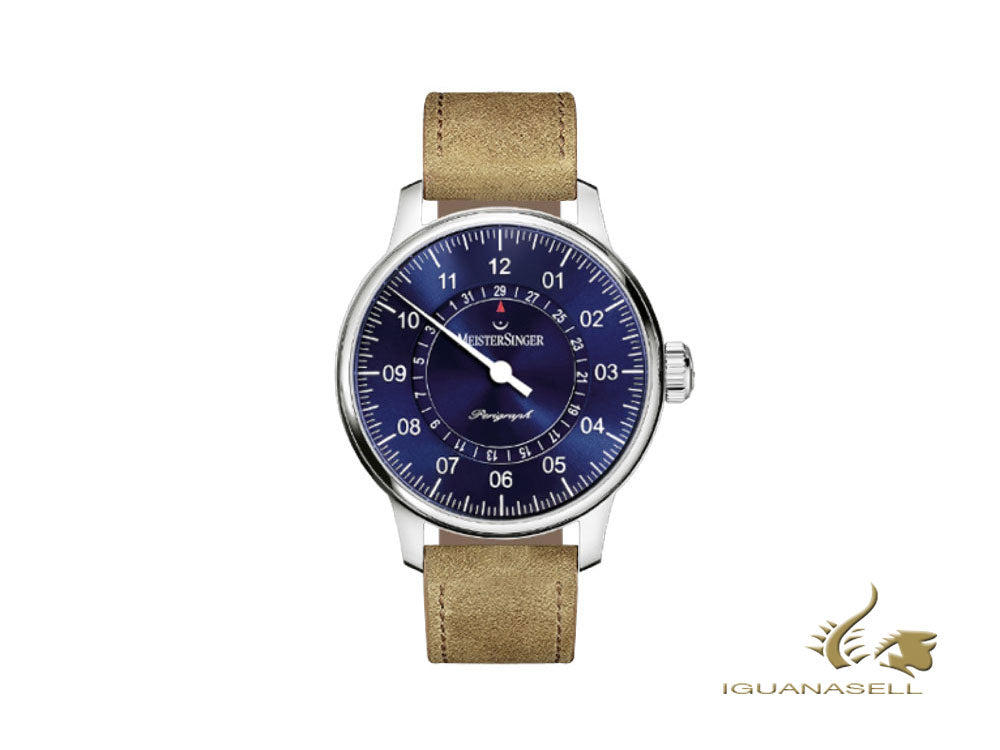Meistersinger Perigraph Automatic Watch, 43mm, Leather strap, AM1008-SV03
