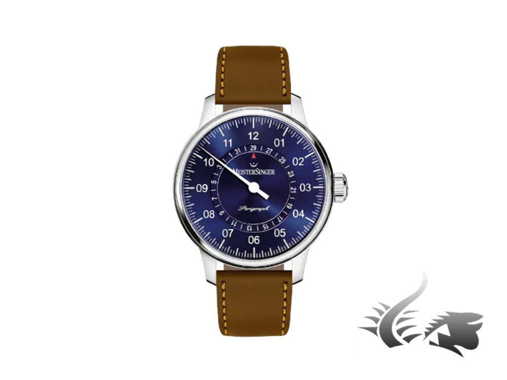 Montre automatique Meistersinger Perigraph, 43 mm, bleu soleil AM1008-SCF03