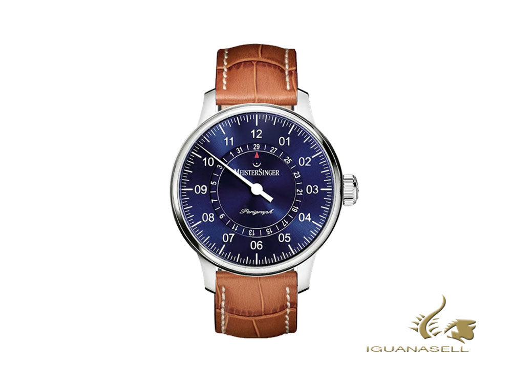 Montre automatique Meistersinger Perigraph, ETA 2824-2, 43 mm, bleu, AM1008-SG03W