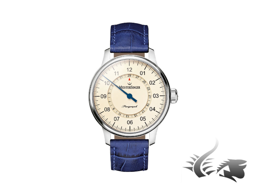 Montre automatique Meistersinger Perigraph, ETA 2824-2, 43 mm, ivoire, AM1003-SG04