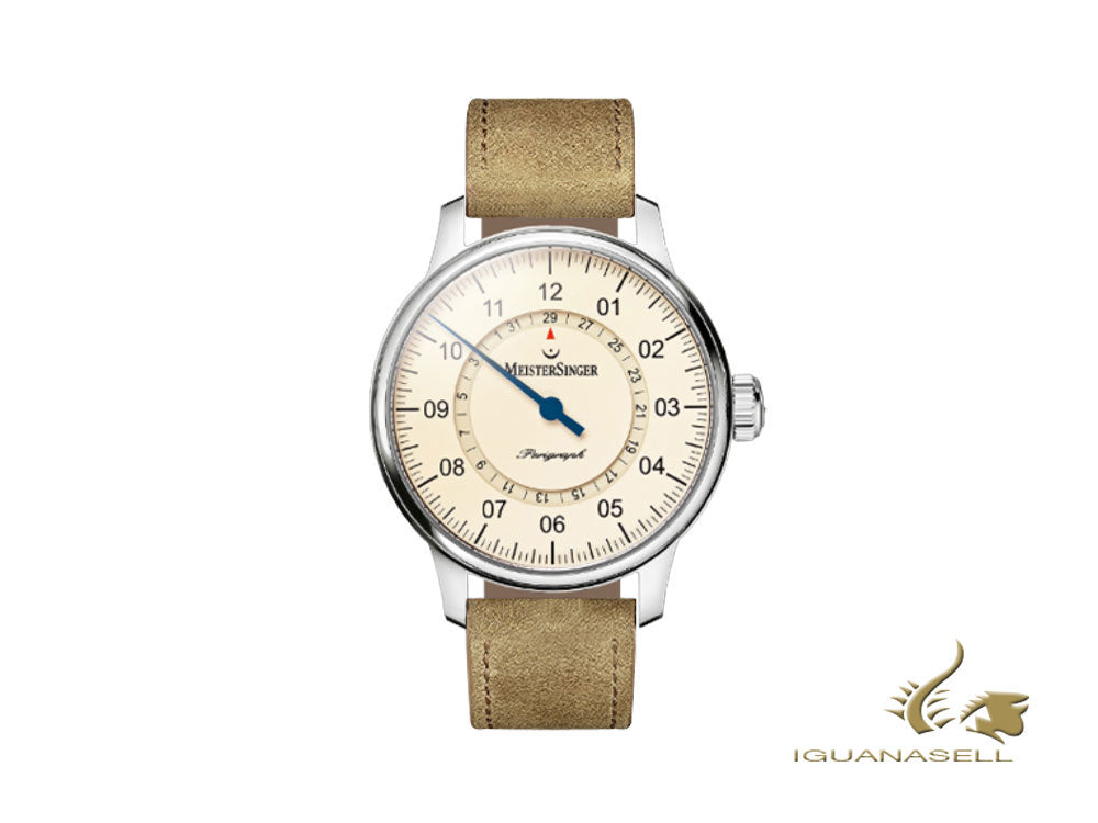 Meistersinger Perigraph Automatic Watch, ETA 2824-2, 43mm, Ivory, AM1003-SV03