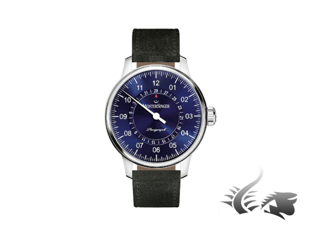 Montre automatique Meistersinger Perigraph, ETA 2824-2, 43 mm, cuir, AM1008-SV01