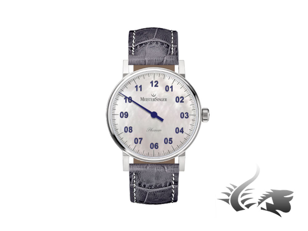 Montre Meistersinger Phanero, remontage manuel, nacre, PHM1B-SG16W