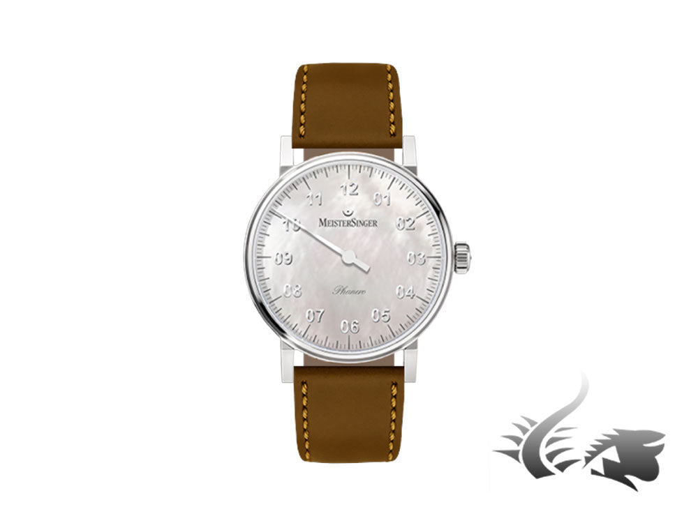 Meistersinger Phanero Watch, Manual winding, SW 210, Mother of pearl, 35mm