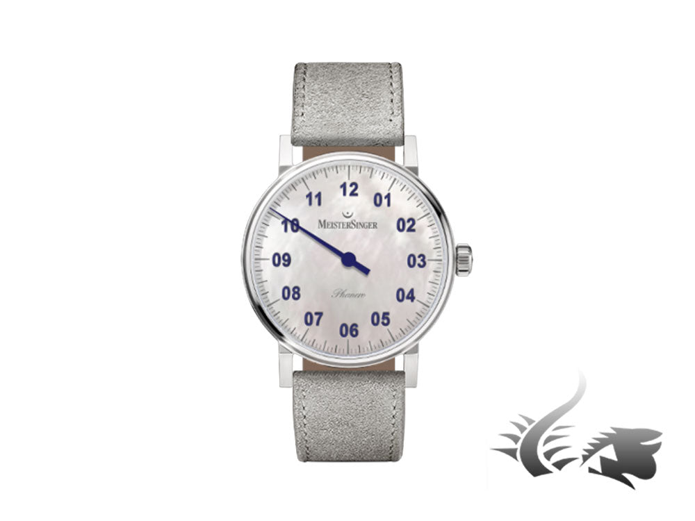 Meistersinger Phanero Watch, Manual winding, Mother of pearl, 35mm, PHM1B-SV16