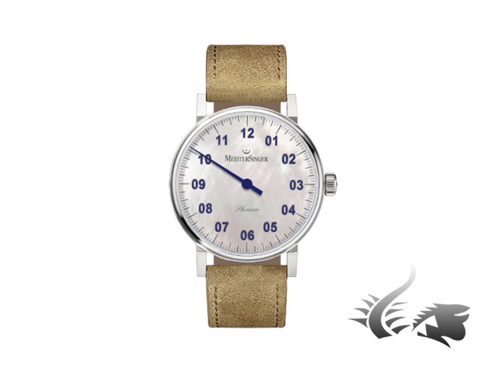 Montre Meistersinger Phanero, remontage manuel, nacre, PHM1B-SV13