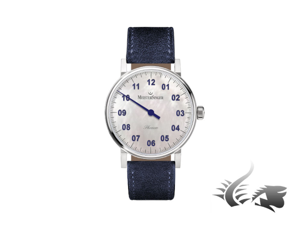 Meistersinger Phanero Watch, Manual winding, Mother of pearl, 35mm, PHM1B-SV14