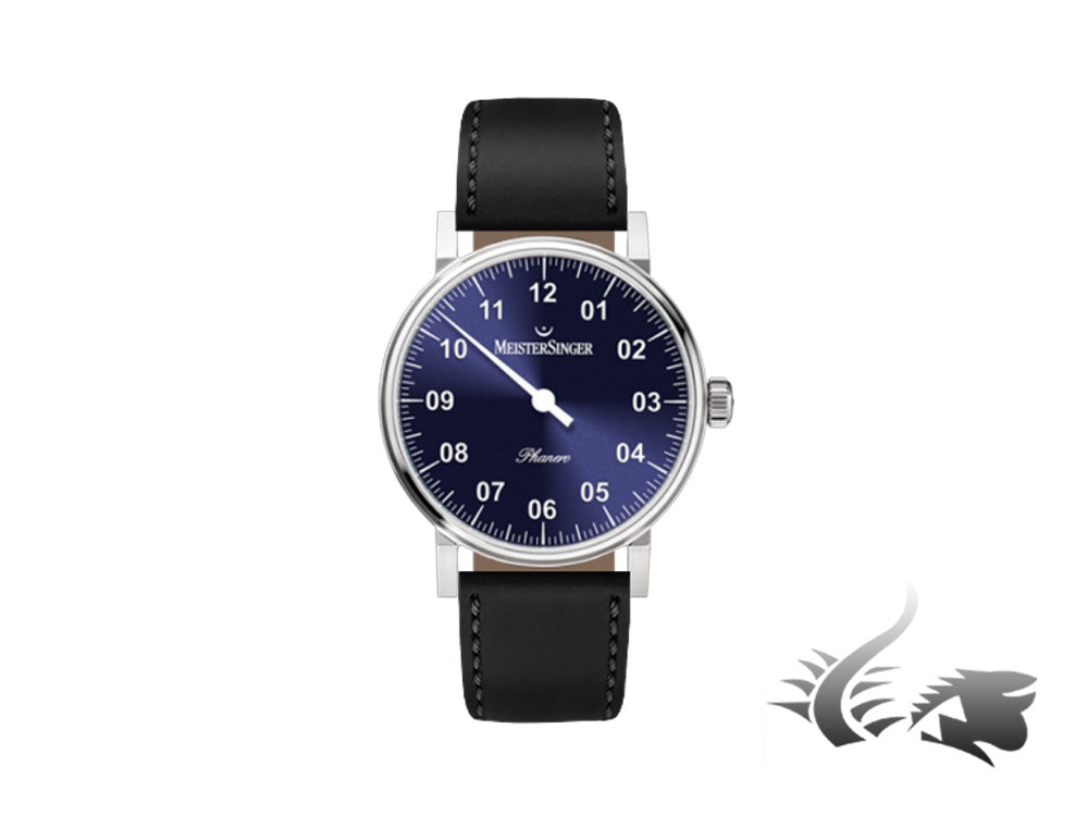 Montre Meistersinger Phanero, remontage manuel, bleu sunburst, 35 mm, PH308-SCF11